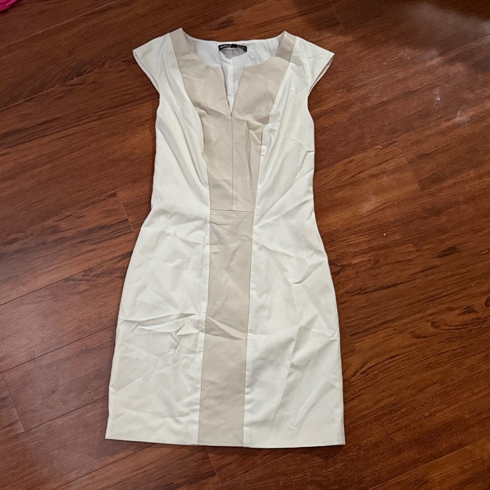 Chic Cream and Tan Midi Dress